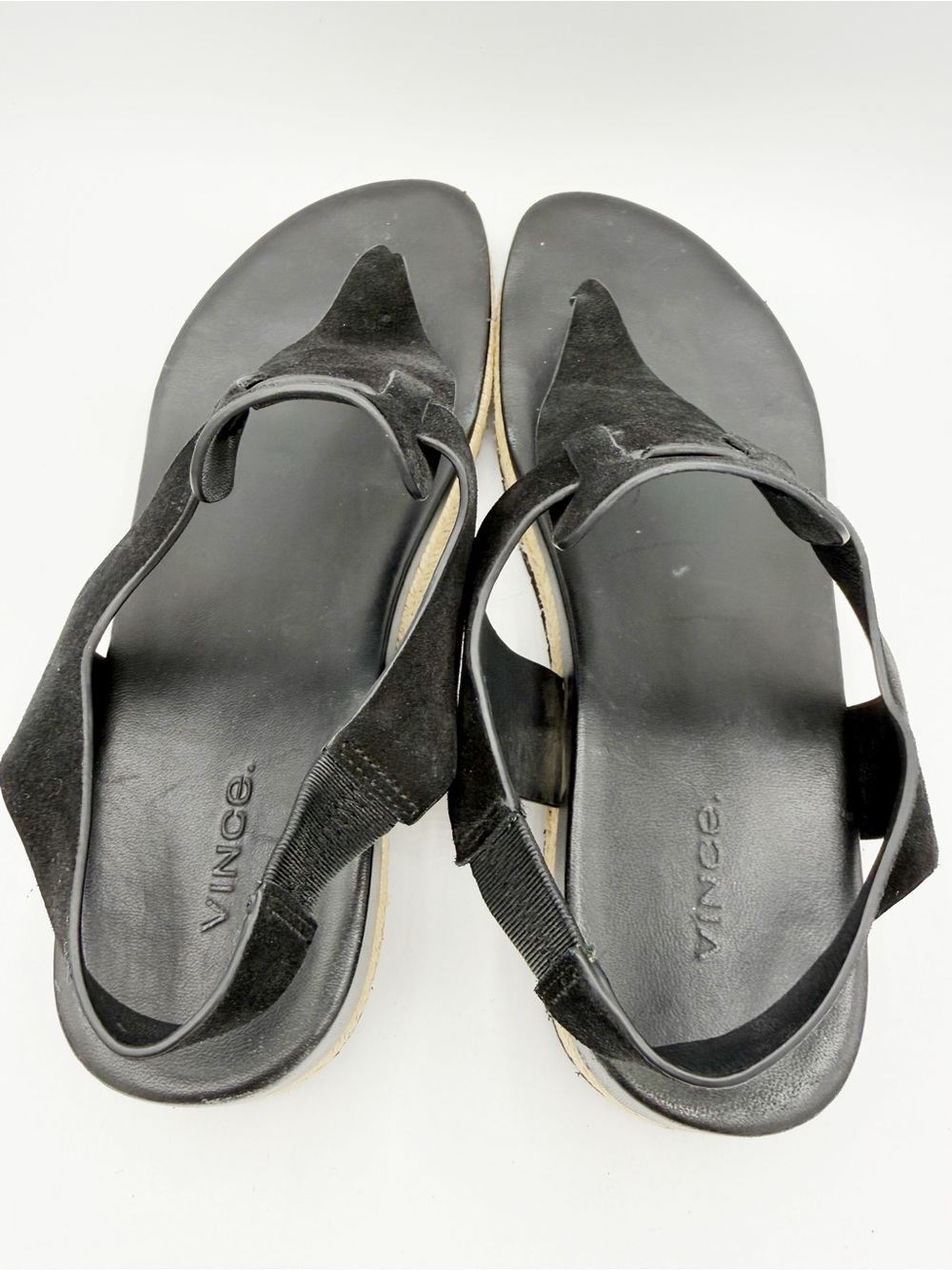 Vince Flint Suede Platform Black Thong Sandals - Picture 6 of 8